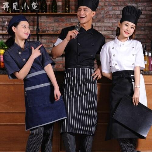 Hotel Work Clothing 2017 Summer Short Sleeve Personality Chefwear White Chef Master Jacket uk Denim Chef Uniforms Free Shipping