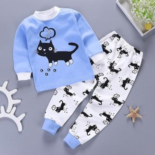Autumn Kids Pajamas Set Baby Boys Girls Cotton Long Sleeved Shirts+Pant Cartoon Childrens ClothingWinter Sleepwear Suit Pyjama