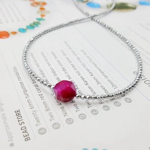 Lii Ji Dye Color Tigers Eye,Silver Color Hematite 925 Sterling Silver Clasp Choker Necklace 40cm