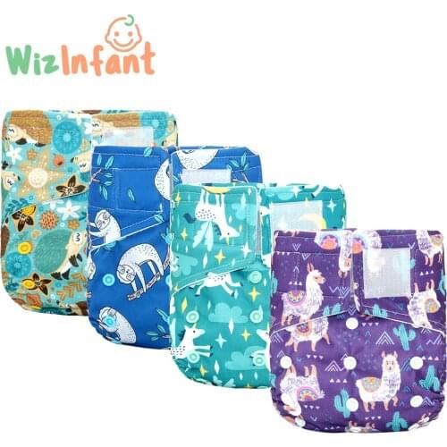 WizInfant OneSize Hook&Loop Pocket Diaper Fast Dry Eco-Friendly Baby Nappy for Girls and Boys Reusable With Back Pocket Diaper