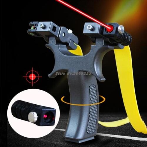 Resin Slingshot Catapult Head Can Be Rotated High Precision Outdoor Hunting Laser Aiming Slingshot with Flat Rubber Band