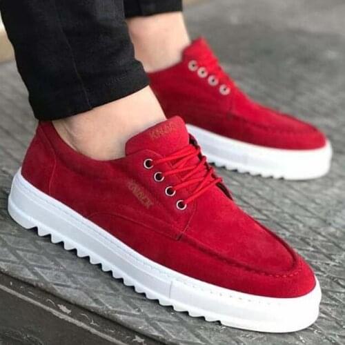 Knack Casual Male Shoes T12 Red (Suede) Street Fashion New Season Cool Comfortable Style