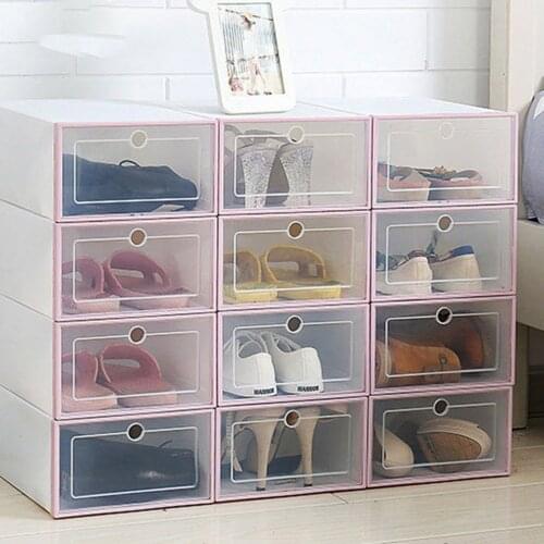 1pc Transparent Shoe Box Durable Drawer Case Thickened Dustproof Shoe Organizer Box Can Be Superimposed Combination Shoe Cabinet
