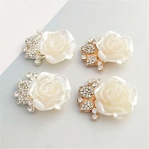 SEA MEW 20 PCS 28mm*35mm Fashion Metal Alloy KC Gold/Silver Color Crystal Rhinestone Flowers Connectors Charm For Jewelry Making