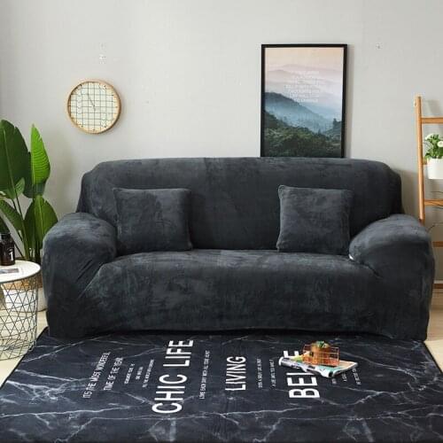 Modern Solid Color Plush Sofa Cover Sofa Slipcover Solid Thickening Soft Single/Two/Three/Four-Seater Stretch Elastic Sofa Cover