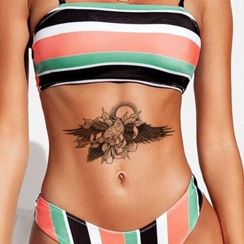 Eagle Black Wing Feathers Tattoos Stickers Fake Waterproof Arrow Leaves Tattoo Temporary Body Art Arm Belly Tatoos for Women Men