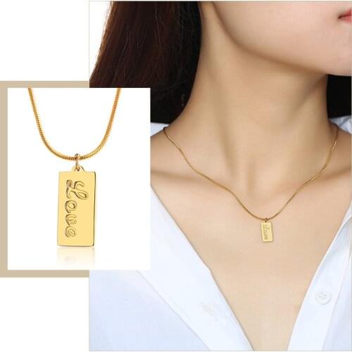 Trendy Love Gifts Necklaces for Women Gold Color Stainless Steel Pendant Custom Personalize Jewelry