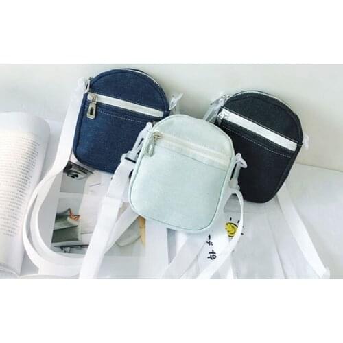 Vintage Cool Denim Shoulder Bag Outdoor Solid Color Simple Wild Messenger Bag Mini Portable Small Square Bag For Ladies Girls