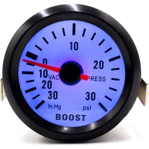 YOMI 2"52mm 12V Mechanical Car Turbo Boost Gauge -30~30PSI Black Turbo Boost Meter Blue LED Auto Car Gauge Meter