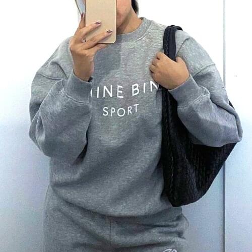 Rowling Chic Letter Graphic Female Sweatshirts Long Sleeve O Neck Cotton Ladies Pullover Casual Vintage Logo Women Tops