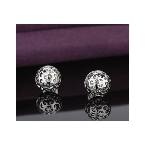 925 Sterling Silver Round Hollow Roses Stud Earrings For Women Casual Style Girl Earings Personality Jewelry