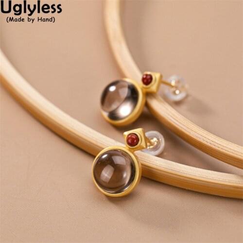 Uglyless Delicate French Brincos Natural Gemstones White Jade Earrings for Women Perfect Round Square Earring 925 Silver Jewelry