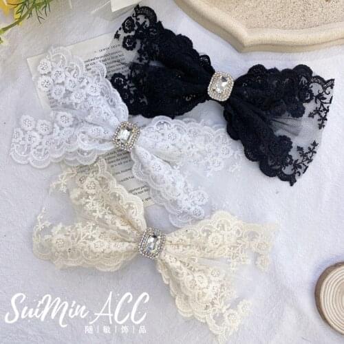 Lace Crystal Big Bow Hairpins For Women Hairgrips For Girls Korean Hair Accessories Hair Clips Hairpin