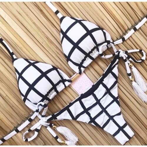 Two-piece Women Brazilian Bikini set Summer Push up Swimwear Bathing Swim Suits String Halter Swimsuit Female Bandage Bikini Set