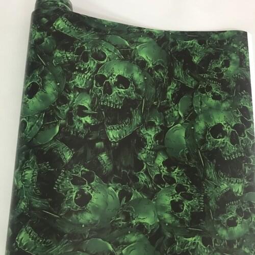 10/20/30/40/50x152cm Green Skull Car Wrap Sticker Bomb Vinyl Film with Air Release Film DIY Styling Motorbike Car Sticker Decal