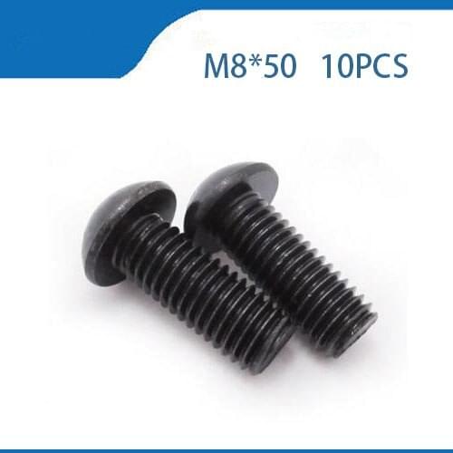 10Pcs M8 x 50mm carbon Steel 10.9 Level Black Hexagon Socket Button Head Screw Furniture Mushroom Cap Hex Bolts