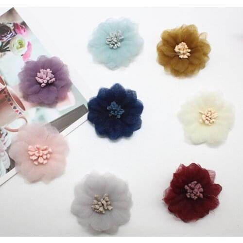 10PCS Chiffon Flowers DIY Flower Headwear Hat Dress Decoration Clothes Accessories hair accessories