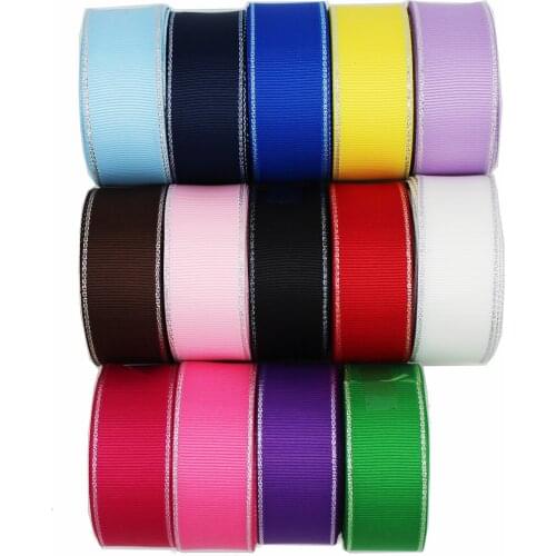 10 Yards/Lot Silver Edge Grosgrain Ribbon For DIY Wedding Gift Packaging Christmas Red Black 3/8" 1" 1-1/2" Inch 25 38 MM