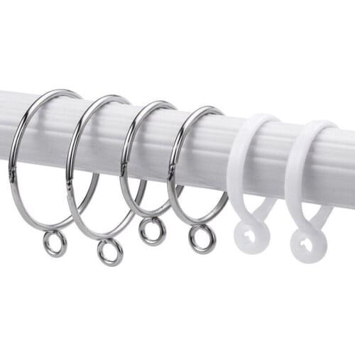 20pcs Curtain Rod Ring Roman Rod Metal Hook Plastic Hanging Ring Installation Accessories Tool Window Decoration Hardware E12019