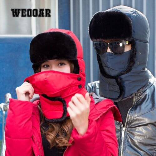 2021 Balaclava Winter Hat for Women Men Bomber Ushanka Soviet Russian Hat with Earflaps Keep Warm Thicken Leifeng Snow Hat MZ209