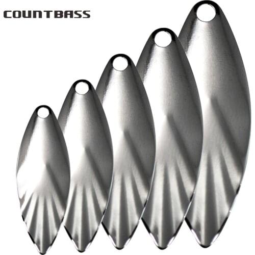 50pcs Size 2.5-4.5 Nickel Steel Willow Leaf Spinner Blades Fluted Pattern, Assorted Sizes DIY Spinner baits Fishing Lure