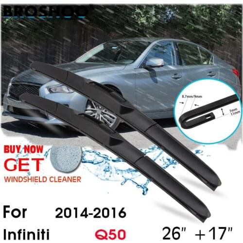 Car Wiper Blade Front Window Windscreen Windshield Wiper Fit Blade Accessories For Infiniti Q50 26"+17" 2014-2016 Fit U Hook Arm