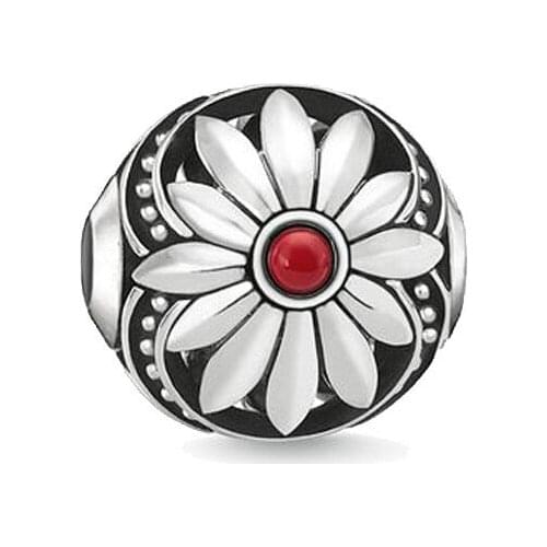 Ethnic Red Flower Karma Bead, Thomas Style DIY Beads Accessories Gift for Ts Jewelry Making Fit Bracelet Necklaces for Women Men