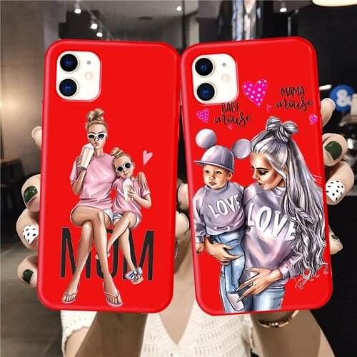 Baby girl Mama Mouse Super Mom Girl Phone Case For iphone 12 11 Pro Max X XS Max XR 7 6s 8 Plus SE 2020 Super mother Red Cover