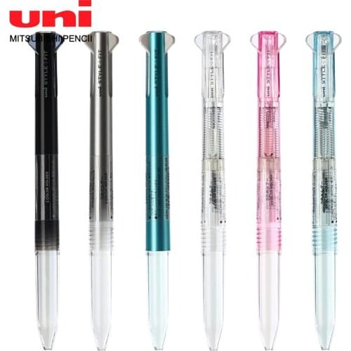Japan UNI STYLE FIT series UE3H-159 transparent + solid color student three-function press pen case transparent/metal