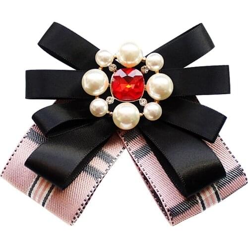 Flower Bowties Self Bow tie Vintage Fake Neck Tie For Women Tops and Blouses Shirt Women Bow Tie Brooch Ladies Diamond Gravata