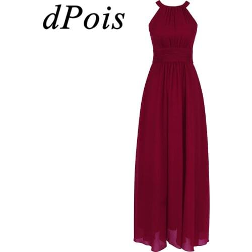 Elegant Women Maxi Long Dress Halter Pleated Chiffon Bridesmaid Dresses Wedding Party Dress Summer Womens Dress Evening Gown