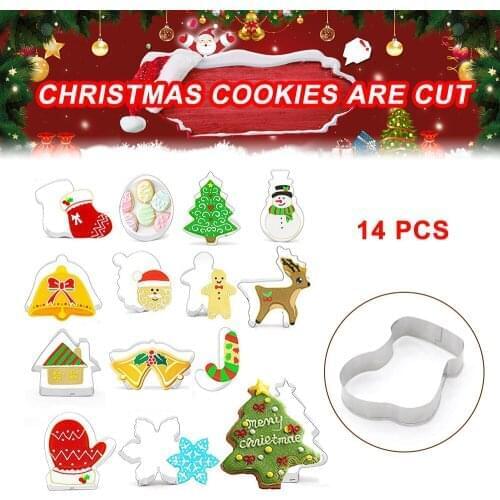 14pcs Christmas Cookie Cutter Stainless Steel Cut Candy Biscuit Mold Cooking Tools Xmas Theme Metal Cutters Mould DIY Gadget 3
