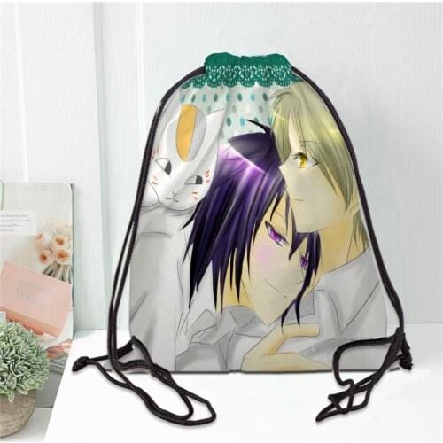 Hot Natsume Yuujinchou Printed backpack drawstring bag satin soft shoe bags to school custom Logo bags for women