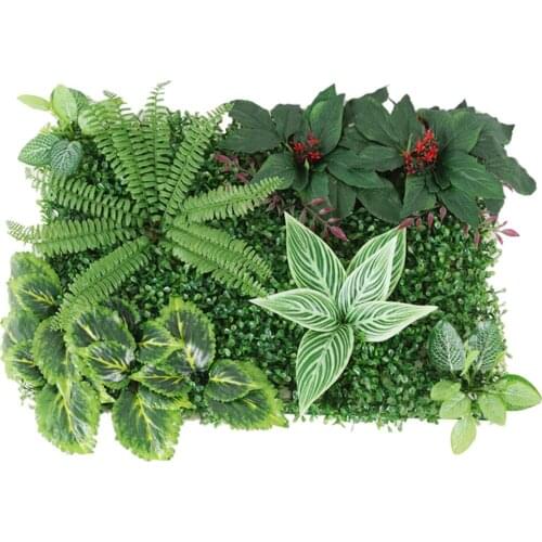 Artificial Grass Flower Mat Foliage Plants Panels Plastic Greenery Ornaments