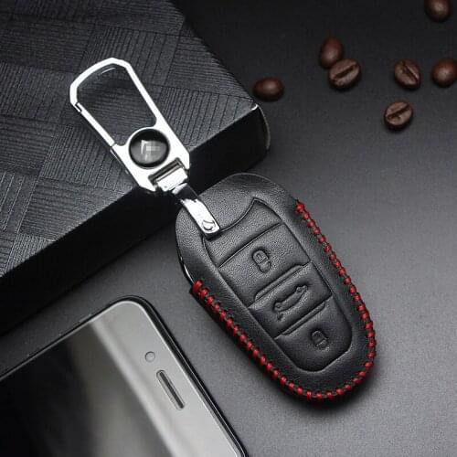 Leather Key Case For Citroen DS New Elysee C6 Remote Control C4L Sega C5 Set C3 XR Shell With Logo Metal Keychain