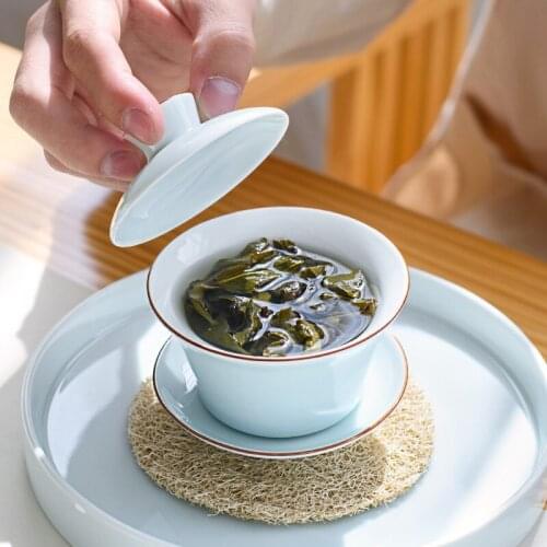 Creative Ceramic Celadon Tea Set Tureen Kung Fu Office Tea Cup Bowl Simple Chinese Flower Gaiwan Puer Kettle Teapot Drinkware