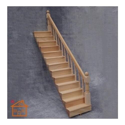 Dollhouse Miniature Wooden Stairs with Handrail 1:12 Mini Doll Home Decoration
