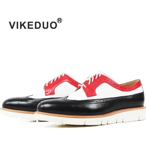 VIKEDUO 2019 Casual Sneakers For Men Patchwork Genuine Leather Male Shoes Fashion Handmade Lace-up Footwear Shoe Zapatos Hombre