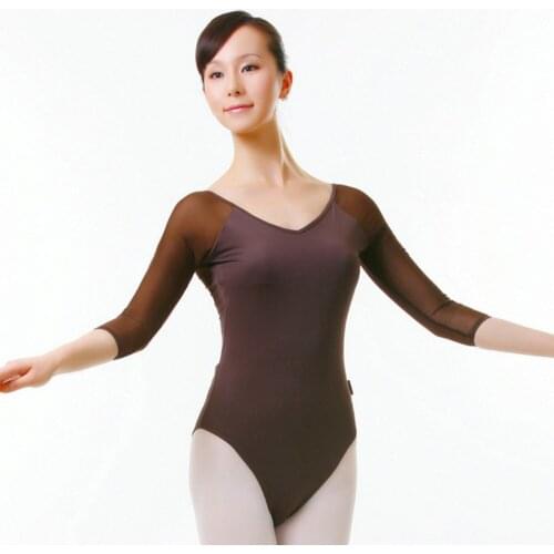 New Elegant Sexy Women Adult Gymnastics Dance Ballet Teddies Closely Mesh Cotton Leotard S-2XL