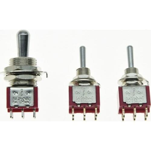 KASIH Guitar Fat Bat Toggle Switch DPDT 3 Way ON OFF ON with 2 Mini Toggle Switches