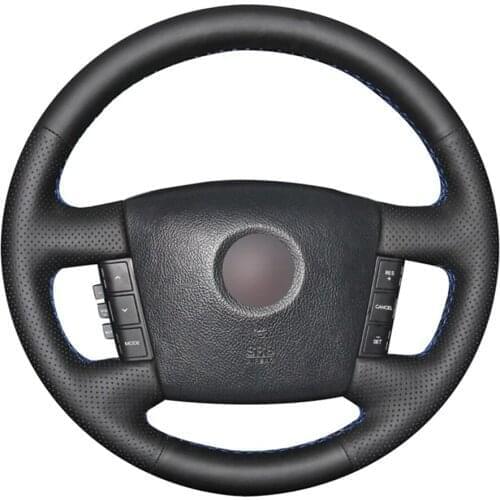 Non-slip Black Genuine Leather Car Steering Wheel Cover For Kia Borrego 2008 2009 2010 2011 2012 2013 2014 2015 Accessories
