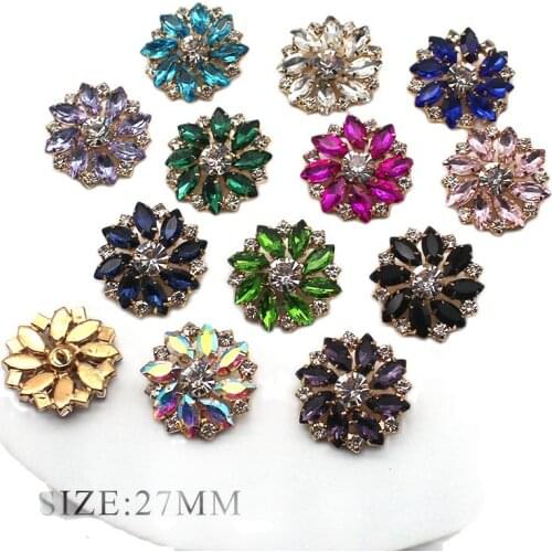 27mm Buttons For Clothing 5Pcs/Lot Sewing Rhinestone Button Handwork Decoration Jewelry and Clothing Accessories