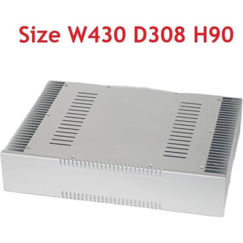 Size 430*308*90 Luxurious Silver Chassis with Heat Sink All Aluminum Class A Power Amplifier Chassis DIY Pre Amp Headphone Case
