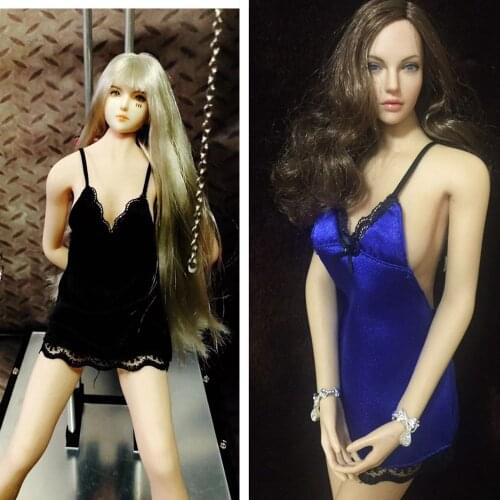 Hand Made 1/6th Sexy Black Braces Skirt /1/6 Split-joint Pillow for PH Ud Verycool 12" Female Action Figure DIY