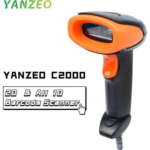 2021 Yanzeo C2000 Barcode Scanner 1D 2D Supermarket Handheld Bar Code Scanning Reader QR PDF417 Wired USB For IOS Android IPAD