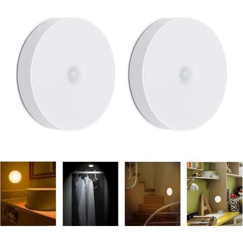 PIR Motion Sensor LED Night Lamp USB Rechargeable Closet Light Cordless Magnet Wall Light for Bedroom Stairs Cabinet Wardrobe