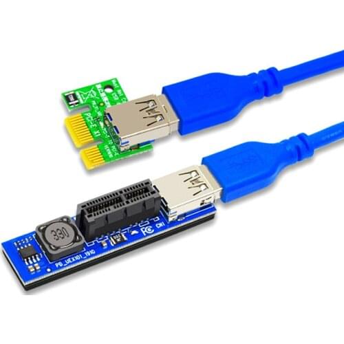Riser PCI Express x1 Extension Cable PCI-E 1X Slot Riser Card Extender PCI-Express Lead with 60cm USB3.0 Cable for Network Cards