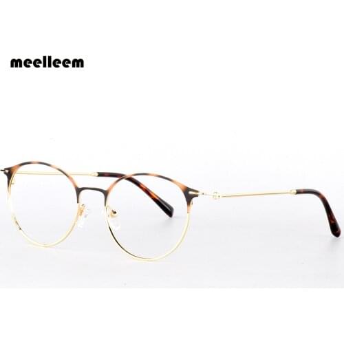 Stainless Steel Vintage Round Clear Lens Optical Eyeglasses Frame Women Metal Myopic Spectacle Prescription Eyewear 2019 Fashion