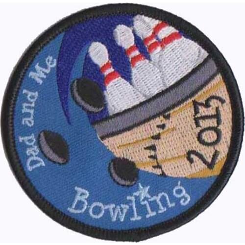 Embroidery Bowling Logo Patches Made by Twill with Merrow border OEM services Competitive Price with 50pcs free shipping