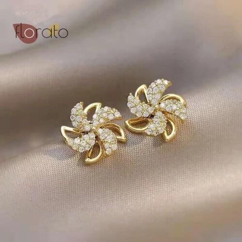 Exquisite And Elegant Rotating Windmill Stud Earrings 925 Sterling Silver Ear Needle HighQuality For Women Jewelry Birthday Gift